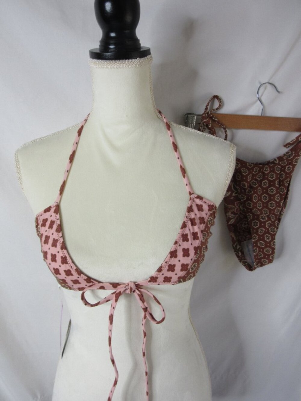 Wild Fable 2 Piece Bikini Brown Pink Floral Reversible Size Small and XXS NWT - Picture 8 of 8